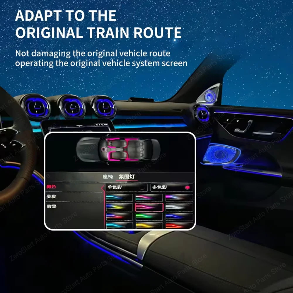 LED de 64 colores para coche Mercedes Benz Clase C W206 GLC clase X254 luz de reposabrazos de 4 puertas luz ambiental lámpara decorativa reequipamiento