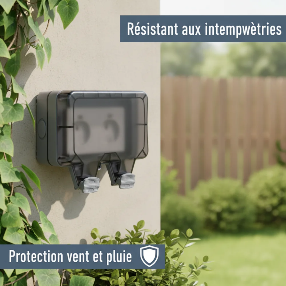 EIOMR Outdoor Waterproof Socket with Switch IP66 Rated, French Belt Ground 250V AC High-Power Dustproof Splash Rainproof Outlet