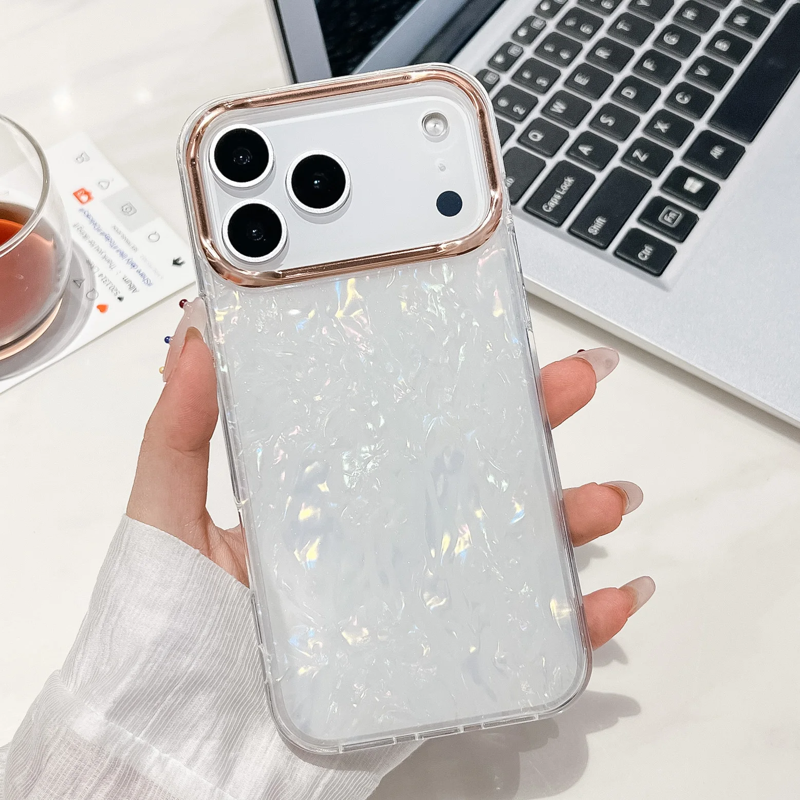 เคสลายเปลือกหอยหรูหราแบบมีประกาย สำหรับ iPhone 17 Air 16 15 14 Plus 13 12 11 Pro Max เคลือบเงา TPU ประดับคริสตัล