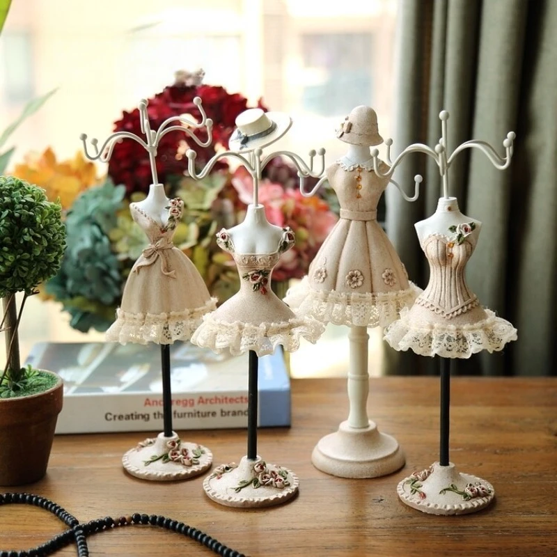 Pastoral Princess Iron Jewelry Stand, Rotatable Earring Necklace Display Holder, Creative Dressing Table Home Decor Ornament
