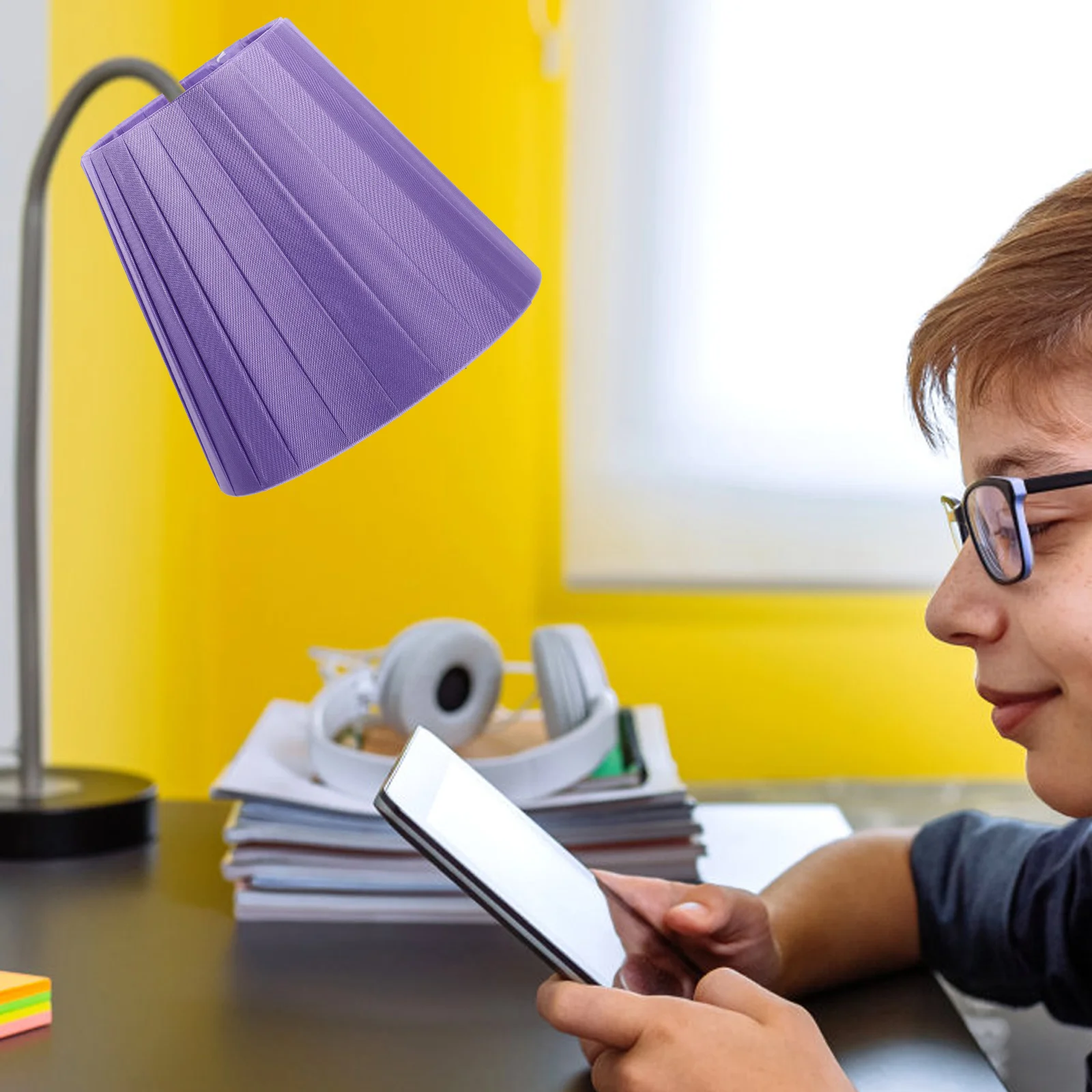 

Clip on Lampshade Fabric Metal Retro Style Purple Vintage Small Drum Replacement Wall Desk Light Shade Warm Glow Home Decor