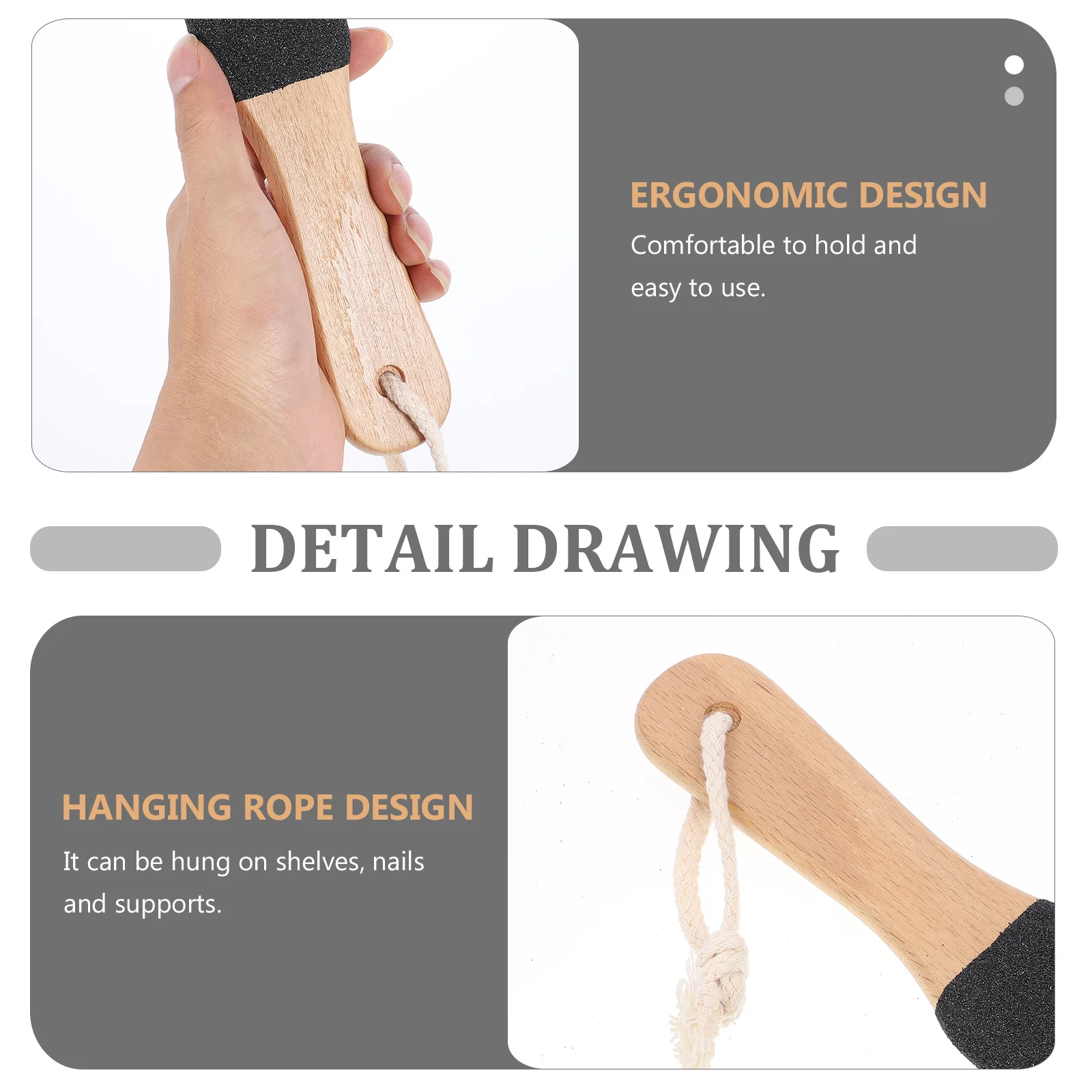 2 Stuks Voet Bestand Pedicure Tool Dubbelzijdig Houten Handvat Voor Eelt Dode Huid Verwijderen Voetverzorging Scrubber Pedicure exfoliërende