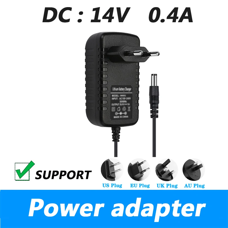 220V to DC 14V 0.4A Power Cord Adapter 14V 400mA Massager Battery Charger Transformer UK Plug AU Plug Adapter 5.5*2.1mm