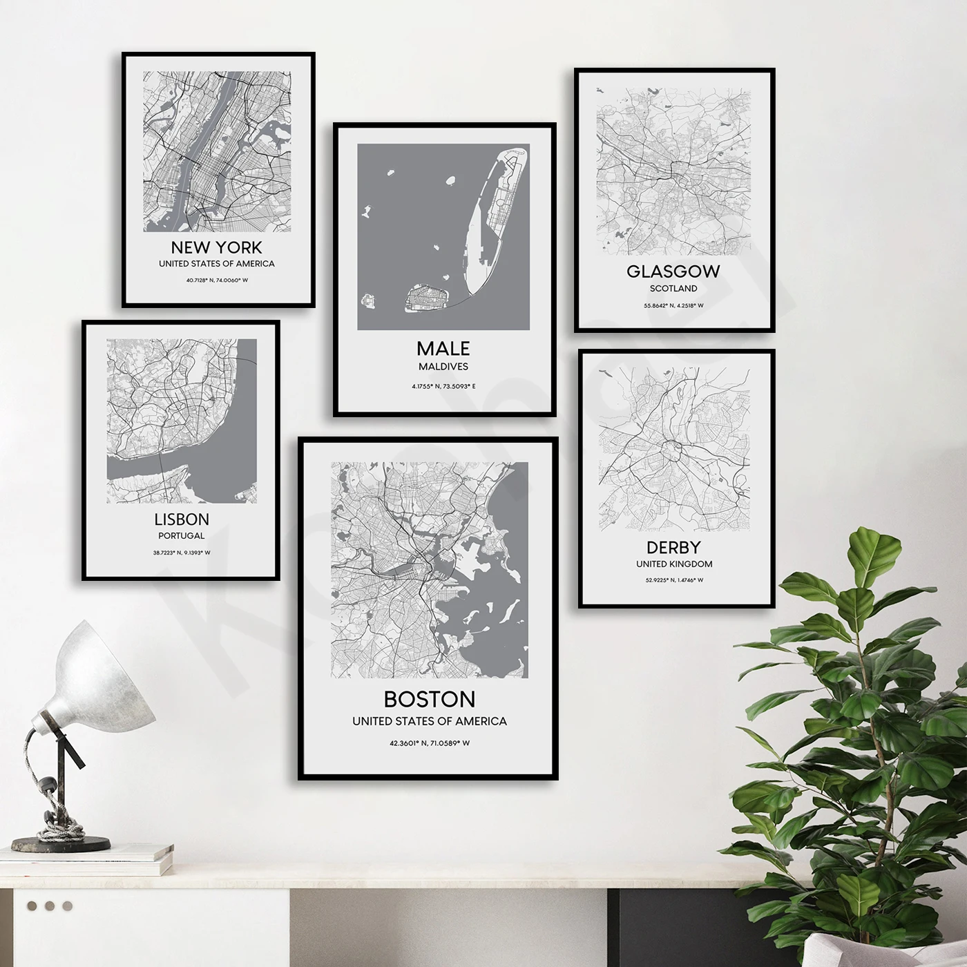 Boston Philadelphia New York Glasgow Rome San Francisco Lisburn Madison Lisbon Derby Brisbane. City Travel Map Poster