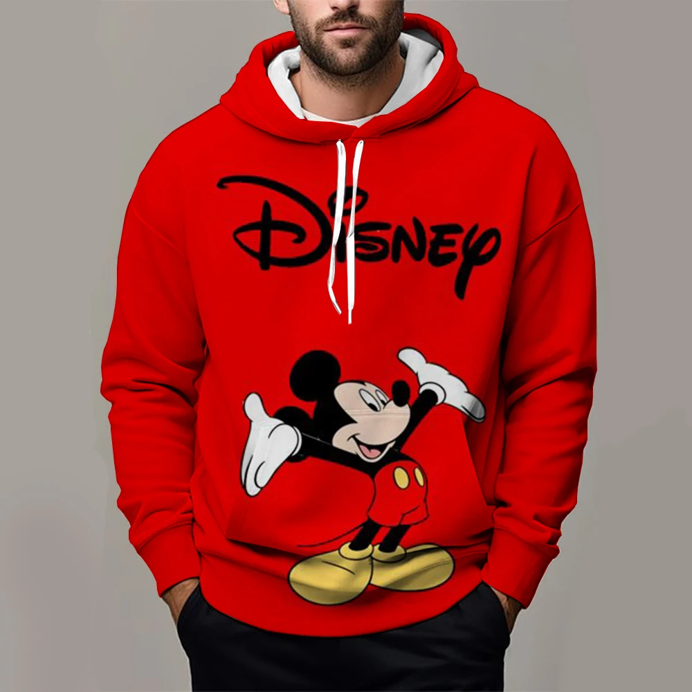 Disney Men's Hoodie MINISO Boys and Girls Hoodie 3D Printed Casual Pullover Mickey Mouse Men's Hoodie Oversized Men's Clothing