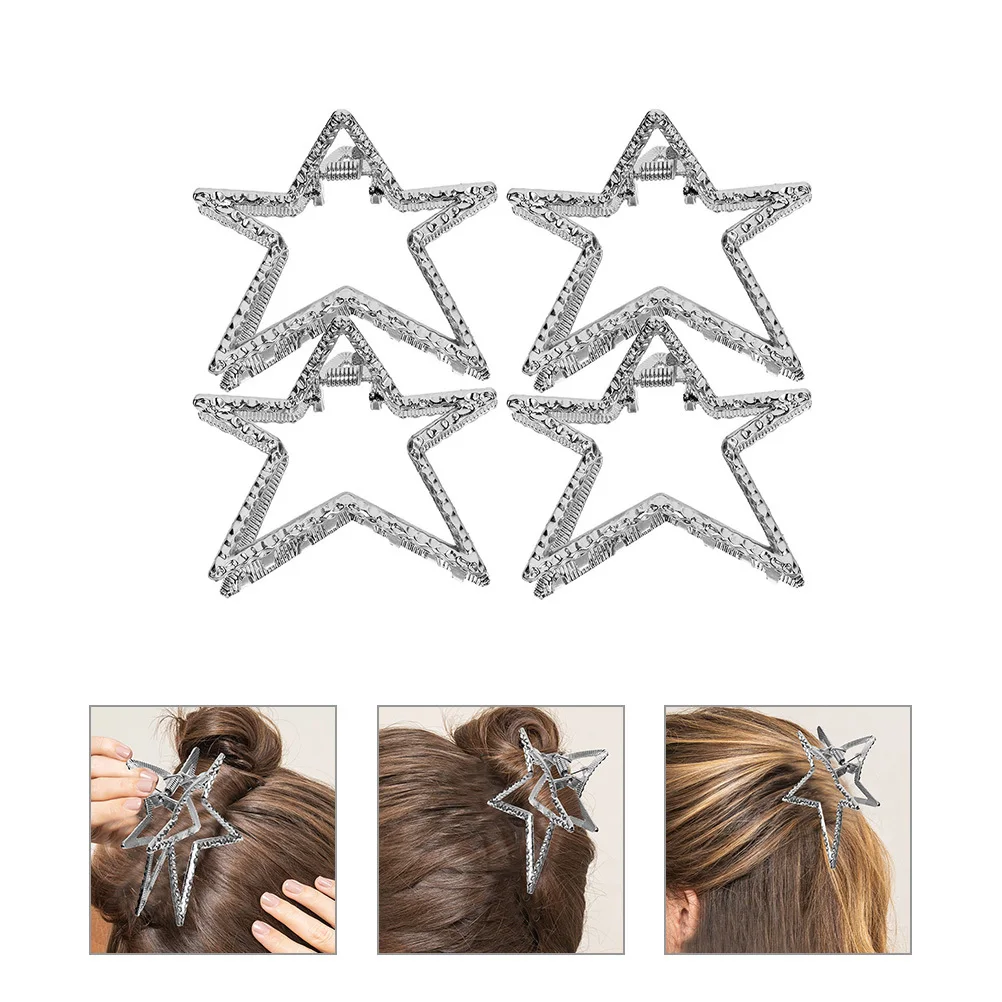 

4 pcs Jaw For Thick Thin Party Jaw Wedding Star Clip Women Clips Prom Clips Decorative Hair Claw Clip For Hair Wear