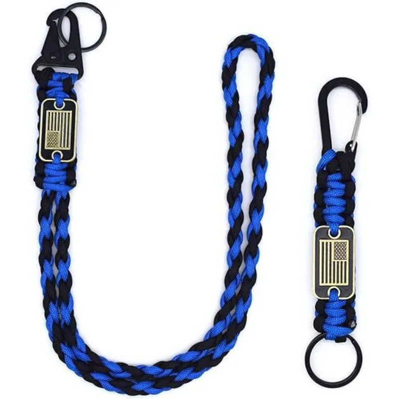 سلسلة مفاتيح باراكورد منسوجة شديدة التحمل مع علم أمريكي، حزام منسوج متين مناسب للأنشطة الخارجية والسفر