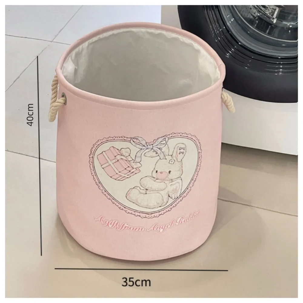 Large Pink Laundry Basket Kids Toys Storage Basket with Handles Fabric Foldable Cute Cartoon Castle Nursery Hamper Gift Basket