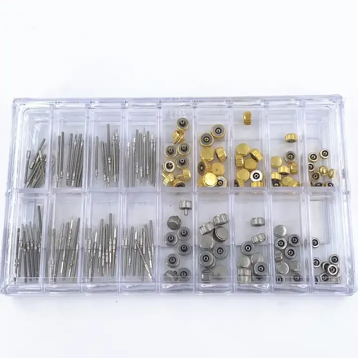 Watchmaker Accessories Premium Assorted Gold and Silver Dome Flat Dome Flat Bulk Replacement Watch Repair Kit