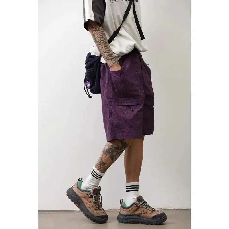 American Retro Dstring Multi-ket Workwear orts Men's Summer Loose Large Size Thin Casual Versatile Five-Quarter Pants