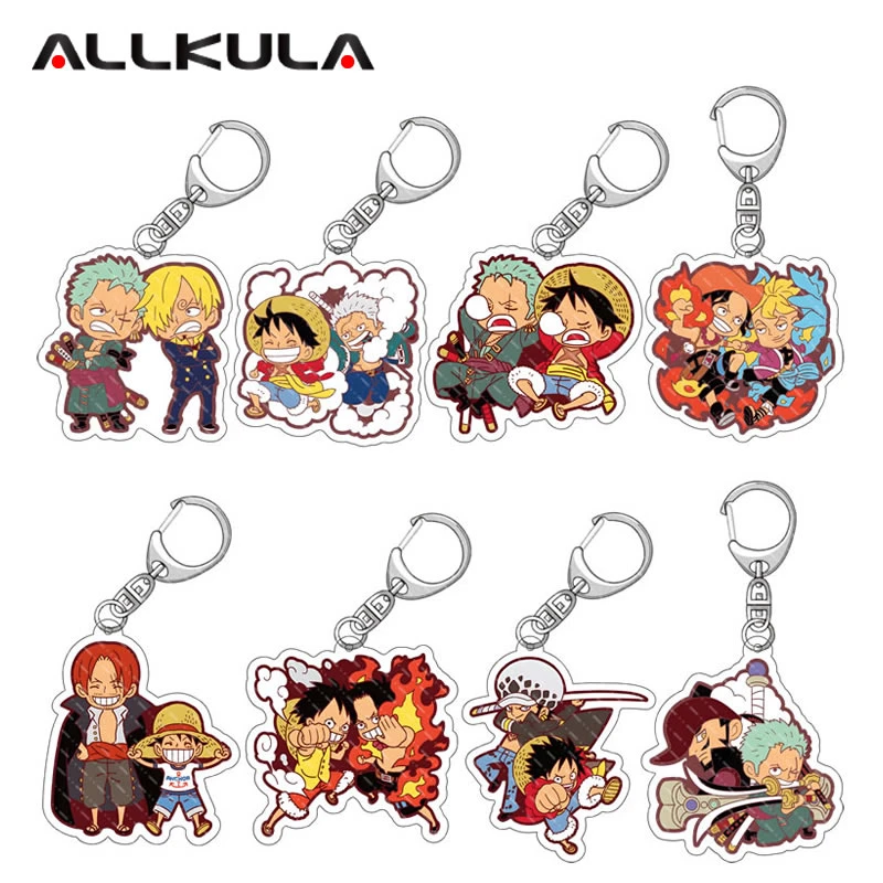 One Piece Anime Figure Display Keychain Key Ring Fans Gift Cartoon Characters Desk Ornaments Accessories Q Version