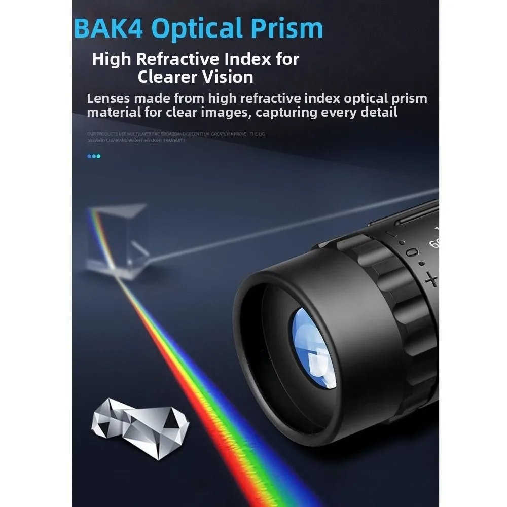 8XMagnification 16x52 Monocular Telescope FMC Coating Waterproof High-Power Telescope Image Stabilization Rubber Casing