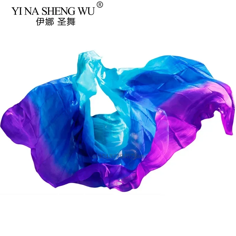 Belly Dance Accessories Pure Real Silk Veil Fabric Scarf For Stage Performance and Dance Practice Hand Dyed Gradient Color Veil