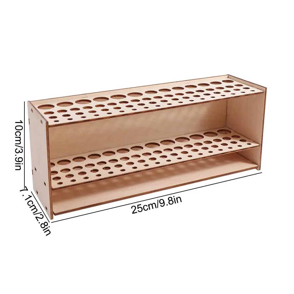 Wooden Frame Paint Brush Holder 67 Holes Household Desk Organizer Large Capacity Saving Space Pen Drying Stand Colored Pencils