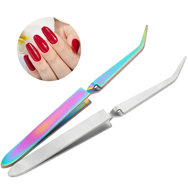 1pMultifunction Stainless Steel Nail Art Shaping Tweezers Cross Nail Clip Manicure Tools Curve Sculpture Clip Nail Art Equipment