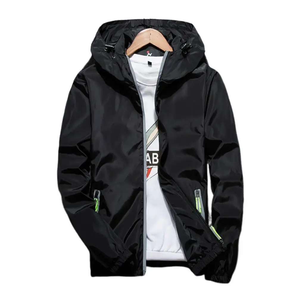 Men Jacket Breathable Coat Zipper Hood Elastic Cuff Handsome Jacket For Male Windbreaker Autumn Winter Outwears