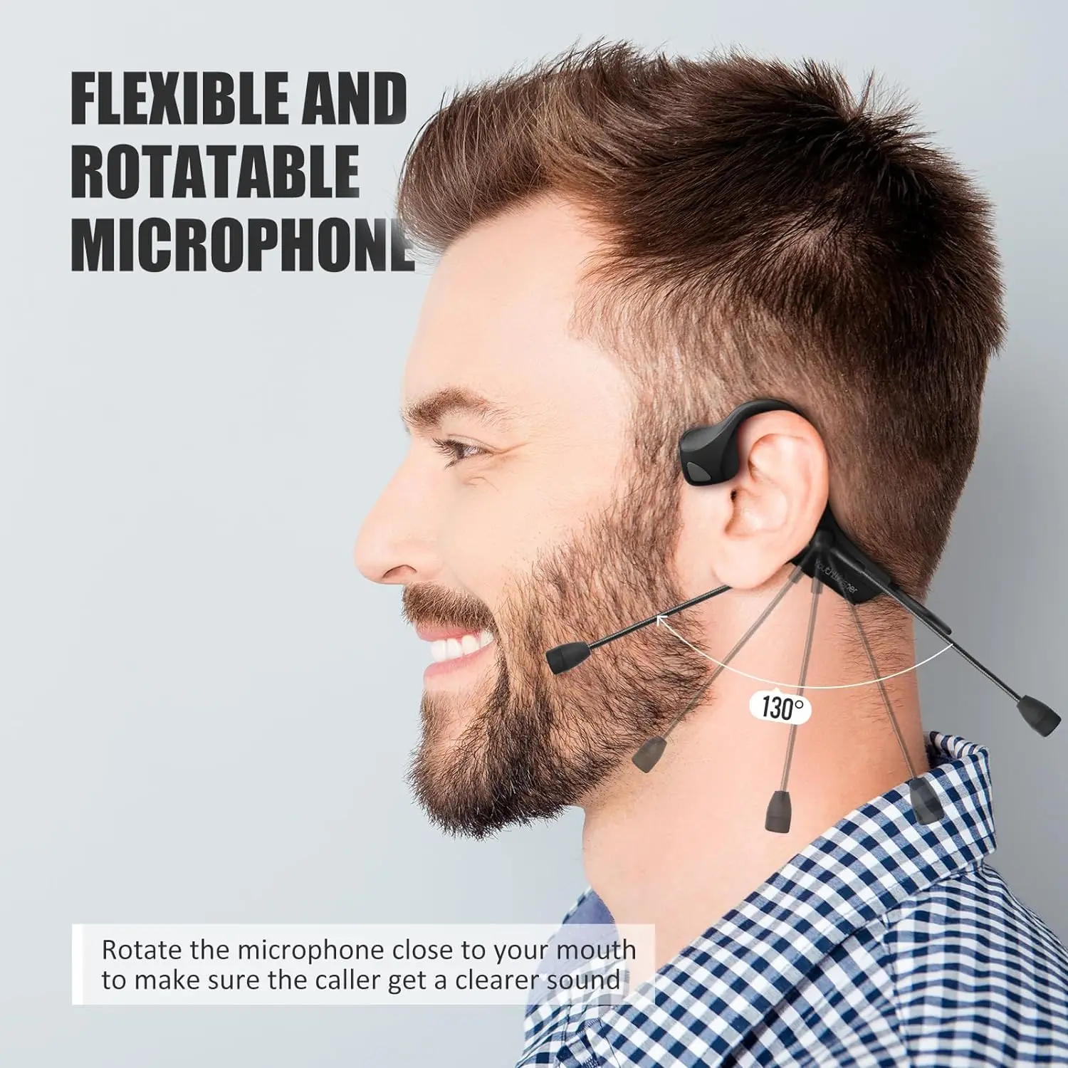 

Bone Conduction Headphones With Boom Microphone Wireless Bluetooth Headset Noise Canceling Headphone For Online Working/Meeting