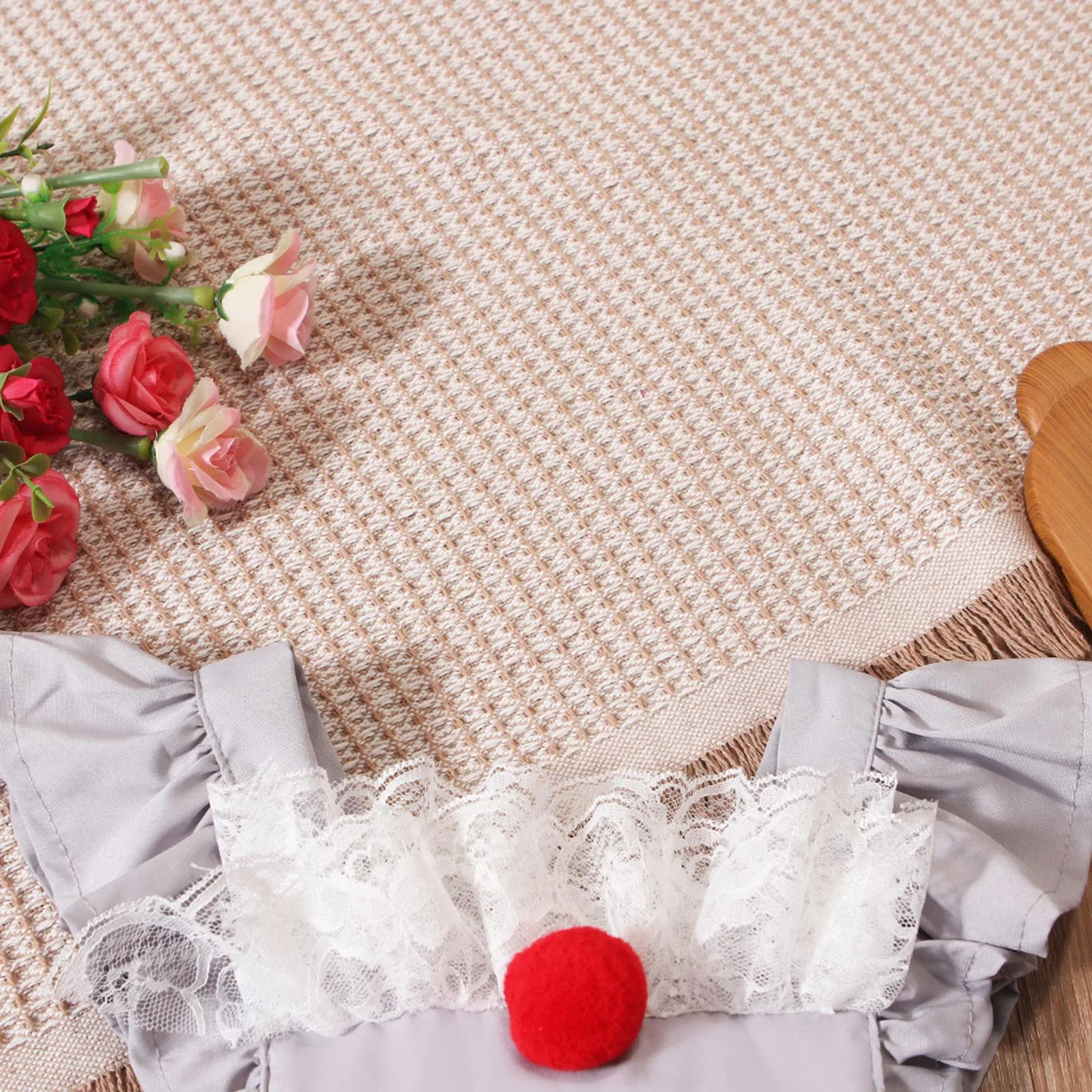 الفتيات الفتيان بذلة مهرج زي هالوين تأثيري مهرج زي المرقعة الدانتيل الأحمر الكرات الطبقات كشكش ارتداءها حفلة تنكرية