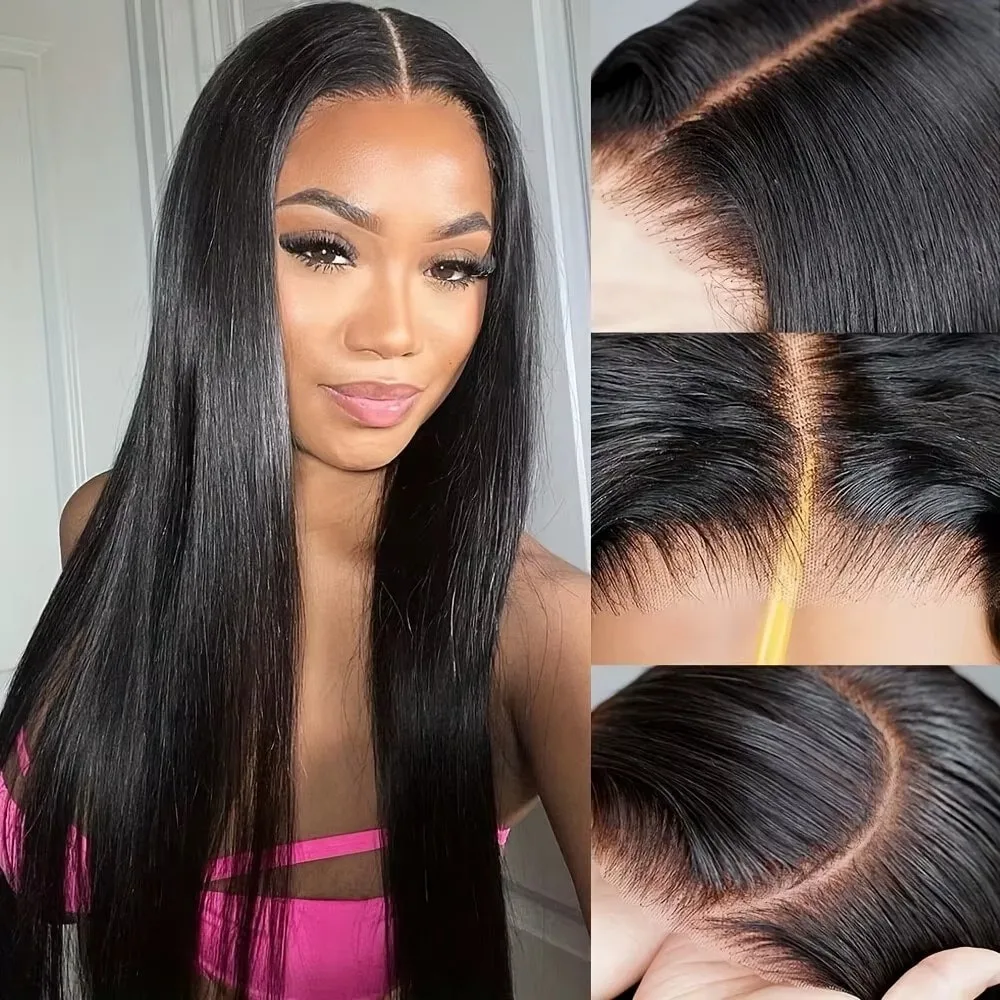 200% Full‑Bodied Brazilian Straight Human Hair Lace Wig, 13x4 13x6 HD Transparent Lace Front Wig, 5x5 Glueless Straight Wigs Pre‑Plucked Soft Baby Hair Realistic Natural Hairline for Black Women Daily & Glam Styling