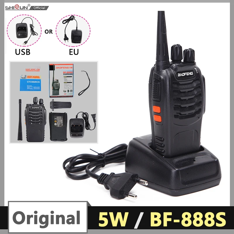 1/2Pcs Baofeng 888S Walkie Talkie 5W BF-888S Two Way Radio High Power UHF 400-470MHz 16 Channel Long Range Ham Radio Transceiver