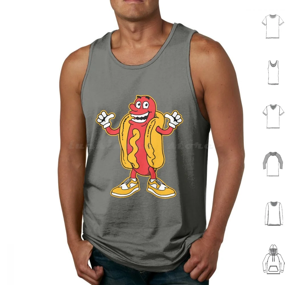 Hotdog! Tank Tops Vest Sleeveless Hotdog Summer Food Diner Grill Wingtips Cartoon Comic Sausage Summertime Fourth Of July