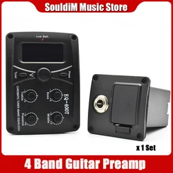 Acoustic Guitar Pickup 4 Bands EQ Equalizer Pickup Guitar Preamp Piezo Pickup with LCD Tuner Guitar Parts & Accessories