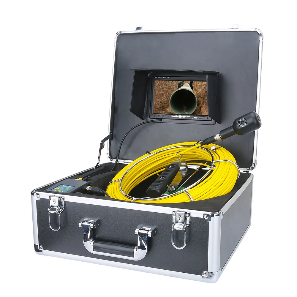 

50M 1080P HD Dual Camera Lens Drain Sewer Pipeline Industrial Endoscope Pipe Inspection Video Camera with 7inch DVR Screen