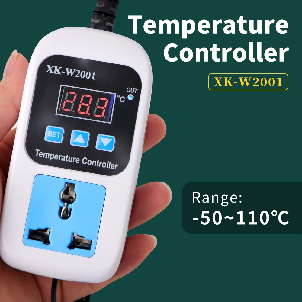 XK-W2001 Digital Temperature Controller Socket AC110-220V Thermostat Regulator Smart Controller Socket 0.1℃ Accuracy