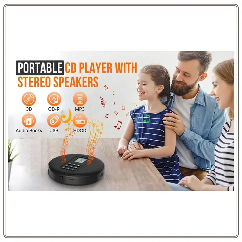 

Reliable-CD Player With Speakers:Rechargeable Walkman CD Player,Discman CD Player With Headphones Plays Recorded MP3/CD/USB,CD P