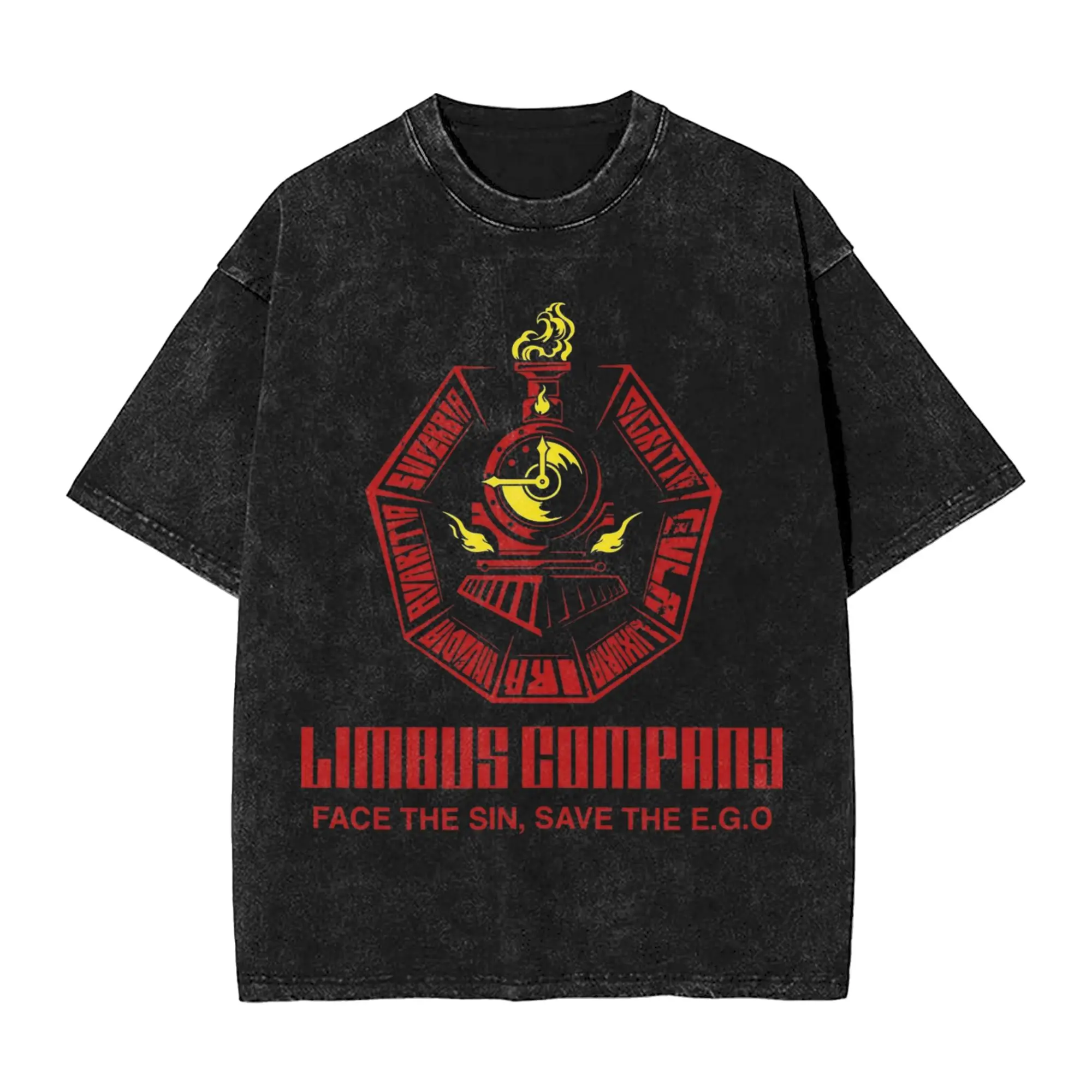 Limbus Company Logo Sin Train T-Shirt Summer  Vintage T Shirts Casual Harajuku Tee Shirt For Men Short Sleeve Design Tops