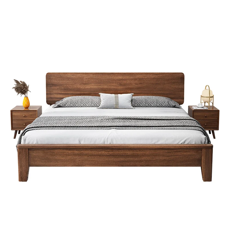 

Walnut double bed master bedroom solid wood 1.5 meters household solid wood bed