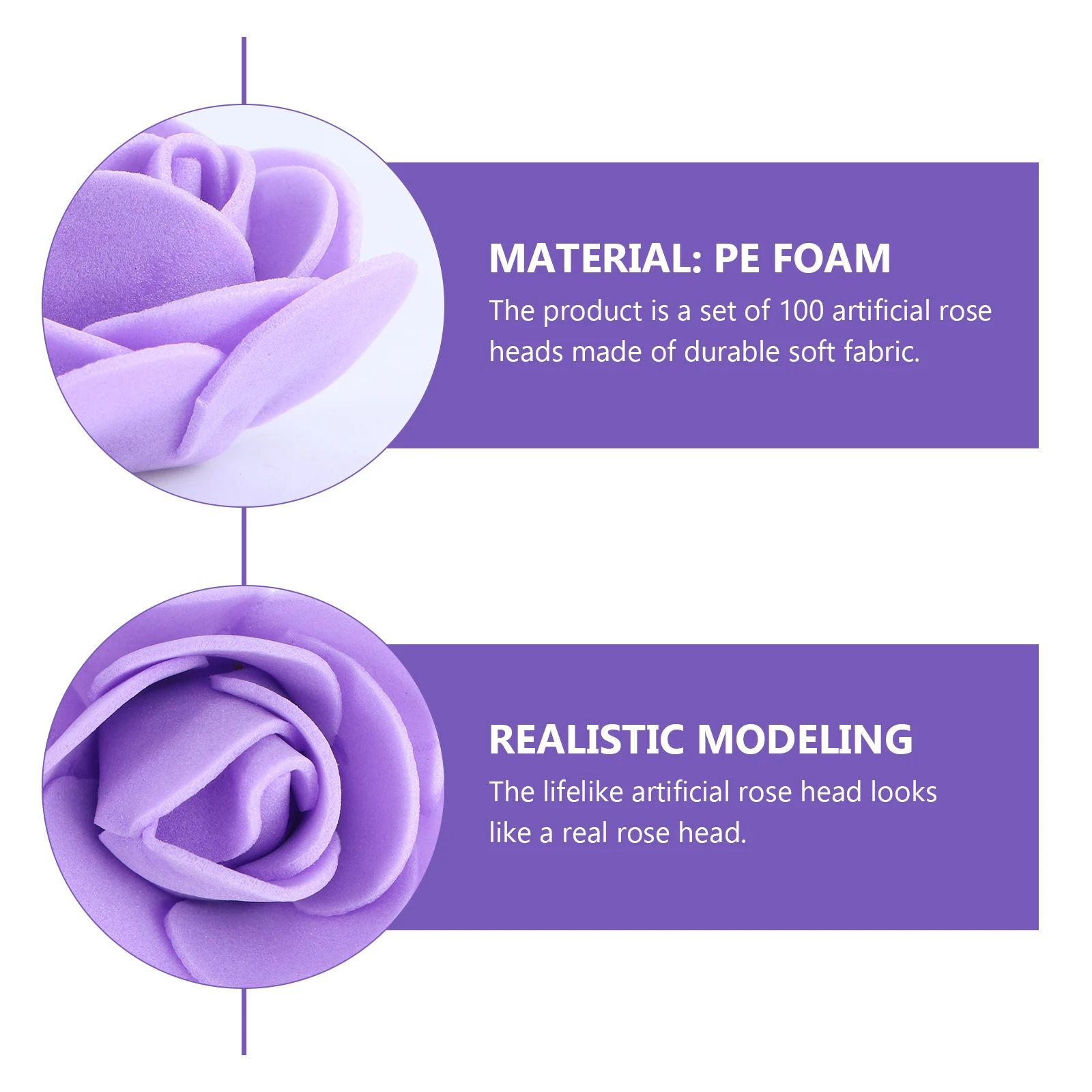 

100Pcs 3.5cm Artificial Rose Heads Lifelike Fabric Flowers for DIY Crafts Wedding Party Home Decor Purple Fake Roses