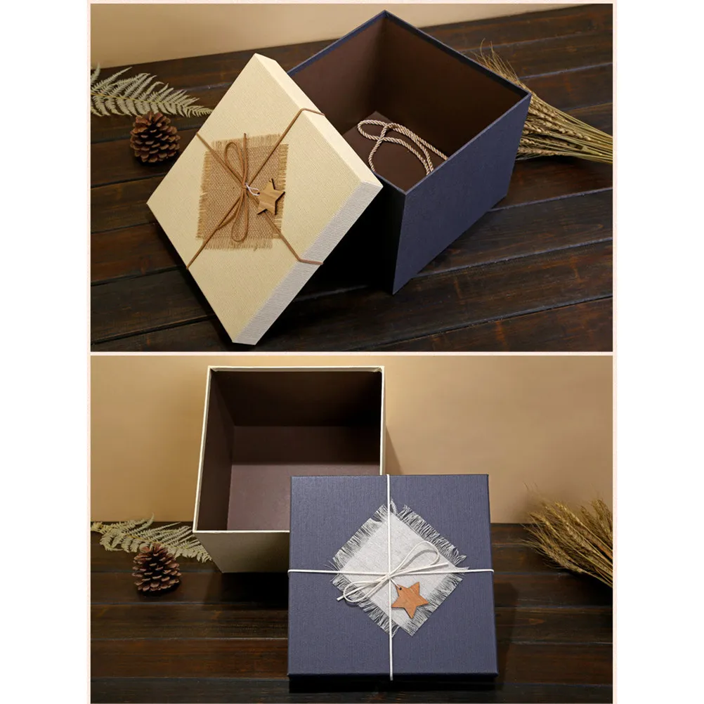 1Pcs Birthday Gift Case Paperboard Square Rectangular Chic Ribbon Clothes Shirt Scarf Packing Box Bridal Shower Event