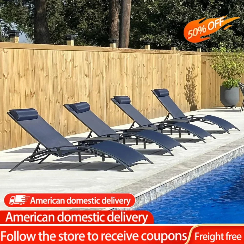 

Patio Chaise Lounge Chair Set with 2 Side Table Outdoor Pool Adjustable Recliner Chairs for Outside Beach Poolside Sunbathing