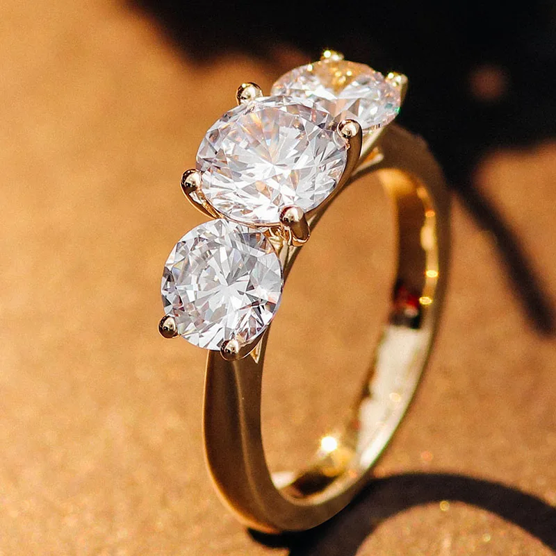 

Provence trilogy rings 18KGold D/VS1 IGI Lab Grown Diamonds Ring for Women three stone Engagement Rings Personalized Custom