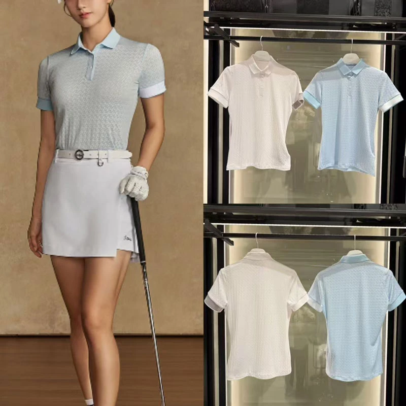 Women's Golf Knit Polo Shirt 2026 Summer New Korean Style Youthful Cooling Sporty Lightweight Breathable Quick-Dry Stretch Soft