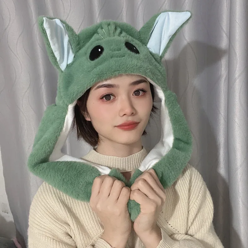 Disney Kawaii Anime Star Wars Baby Yoda Plush Hat Baby Yoda Figure Kawaii Cartoon Ears Hat Kids Toys Boys Girls Christmas Gift