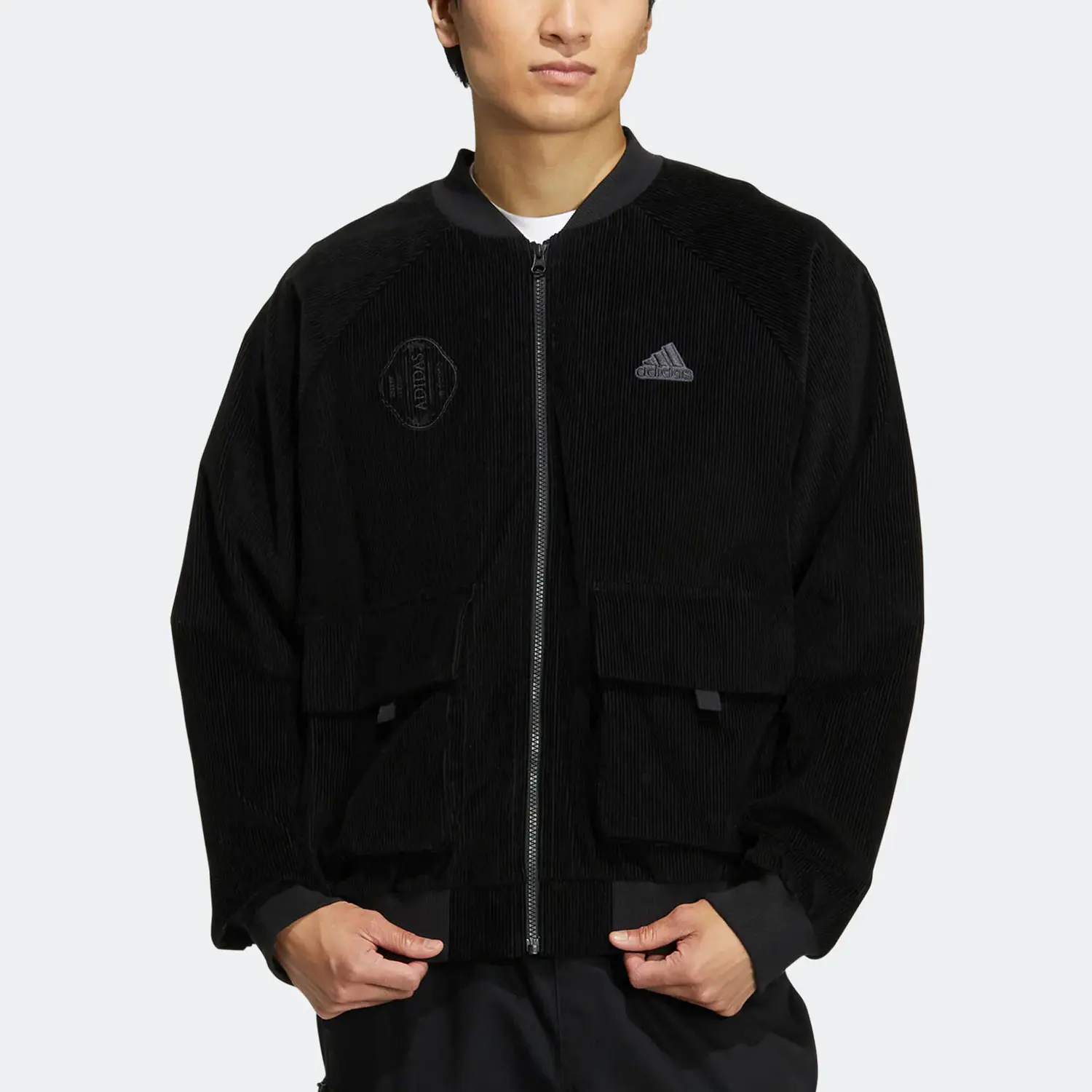 adidas-official-authentic-autumn-new-men's-corduroy-sports-fleece-jacket-hr4445