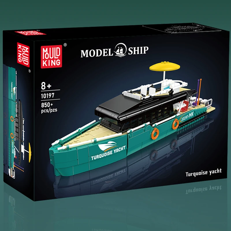 

850PCS Creative Turquoise Yacht Building Kits for Adults MOC Ship Boat Model Mould King Bricks Toys Children Adults
