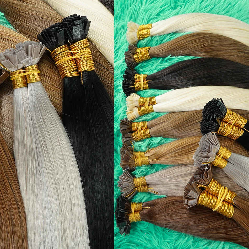 

Straight Human Hair Extension By Fusion Flat Tip Keratin Capsules 0.8g/ 1g/Strand 50pcs Natural Hair Extension Ombre Blond Color