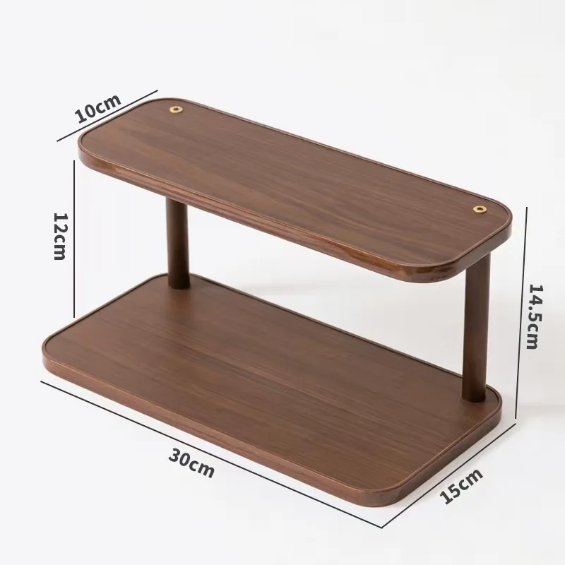 Versatile 2 Level Wooden Storage Rack For Kitchen And Tea Room, Decorative Desktop Multilayer Storage Rack Countertop Organizer view 4