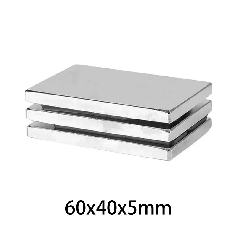 1/2/3PCS 60x40x5 Big Block Powerful Strong Magnets N35 Strip Neodymium Magnet 60x40x5mm Strong Permanent NdFeB Magnets 60*40*5