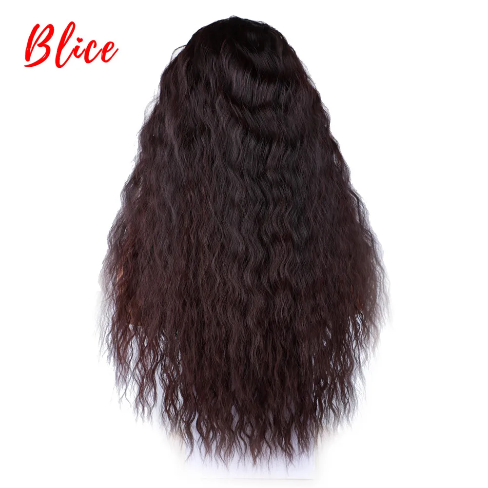 Blice Long Wavy sintetico crespo riccio inginocchiato Afrocan americano riccio ad alta temperatura con Topper per la pelle 20 pollici