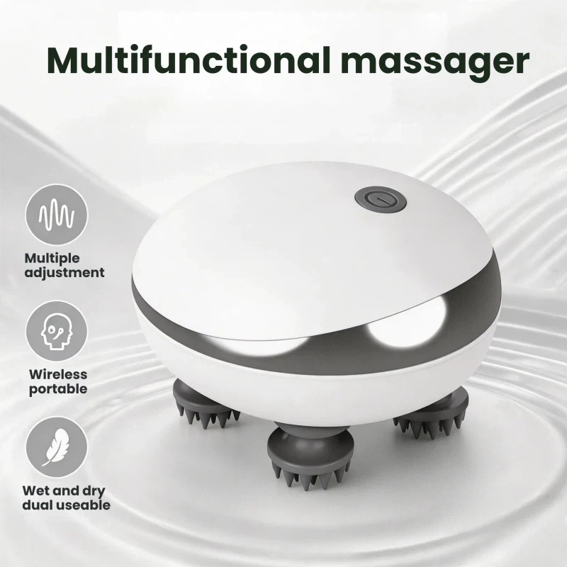 New Electric Adjustable Speed Scalp Massager With Deep Vibration Brush Suitable For Hair Washing And Pet Relaxation Rechargeable