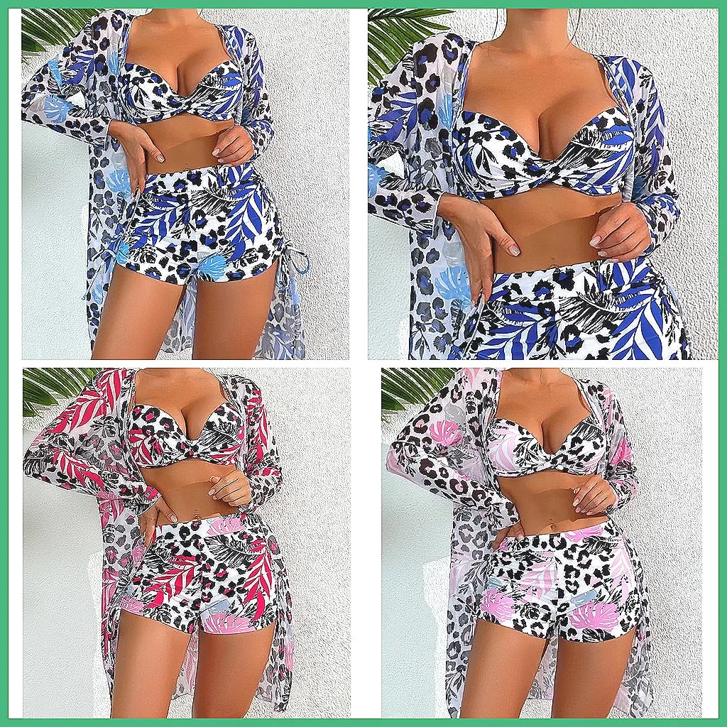 

Push Up Tankini Swimwear Sets for Women, 3-Piece Summer Beach Swimsuits with Print (Character Count: 78)