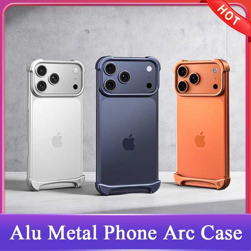 

Arc Stylish Case Ultra Minimalist High-end Lightweight Phone Cover Alu Metal for IPhone 14/15/16/17 Pro Max Bumper Phone Case
