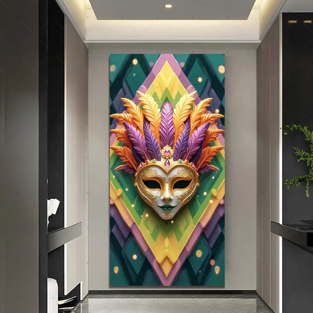 قناع ملون ريشة خلفية البندقية كرنفال موضوع غطاء الباب خلفية ماردي غرا حفلة تنكرية الديكور استوديو الصور #3