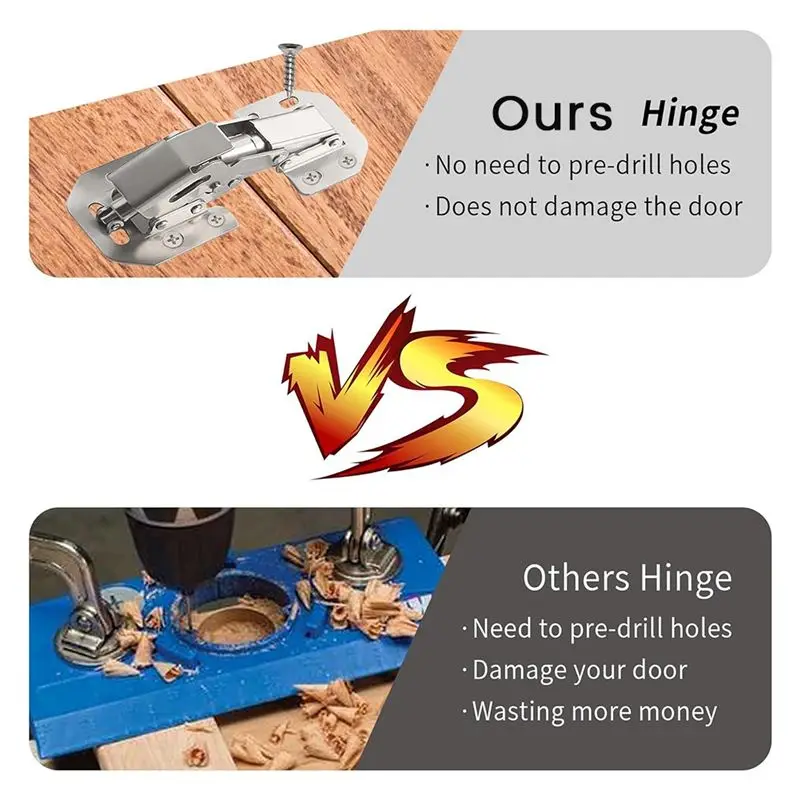 [A92P!】 Concealed Cabinet Hinges Cabinet Hinge 4Inch Easy To Install No Slotted Hinges,90 Degree Hinge