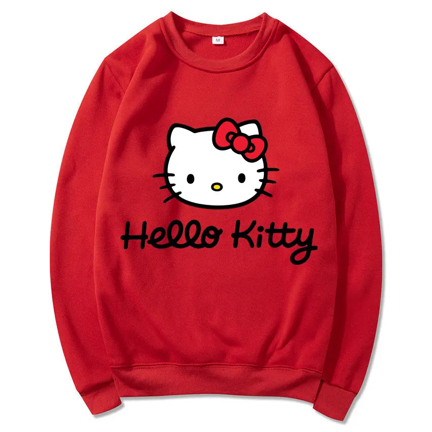 Sweat à capuche Hello Kitty Cartoon Anime pour hommes et femmes, pull à col rond, sweat-shirt de couple, vêtements de printemps et d'automne, nouvelle mode, 2024