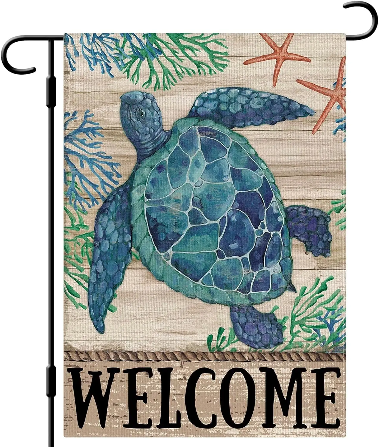 DLZDN Welcome Sea Turtle Garden Flag Beach Garden Flag 12x18 Inch Double Sided Burlap Welcome Summer Rustic Coastal Seasonal Oce